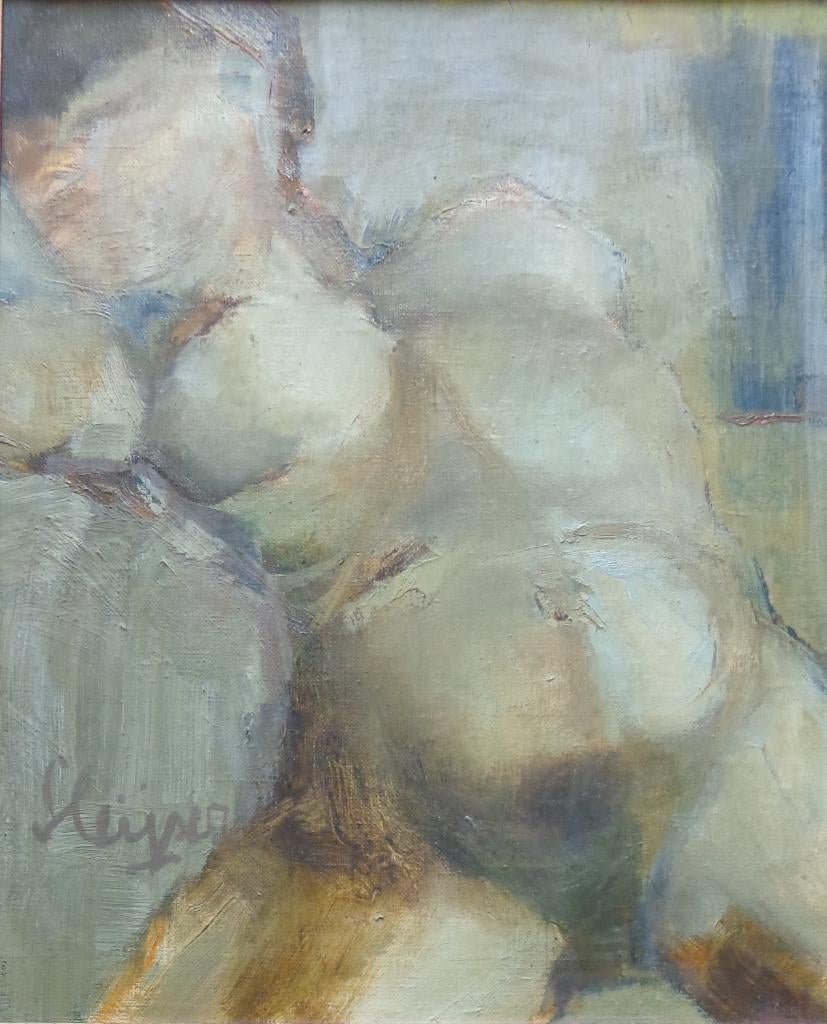 HARRY SLEIJSER / NAAKTE VROUW / OLIEVERF DOEK 58x50cm KADER, Antiquités & Art, Enlèvement ou Envoi