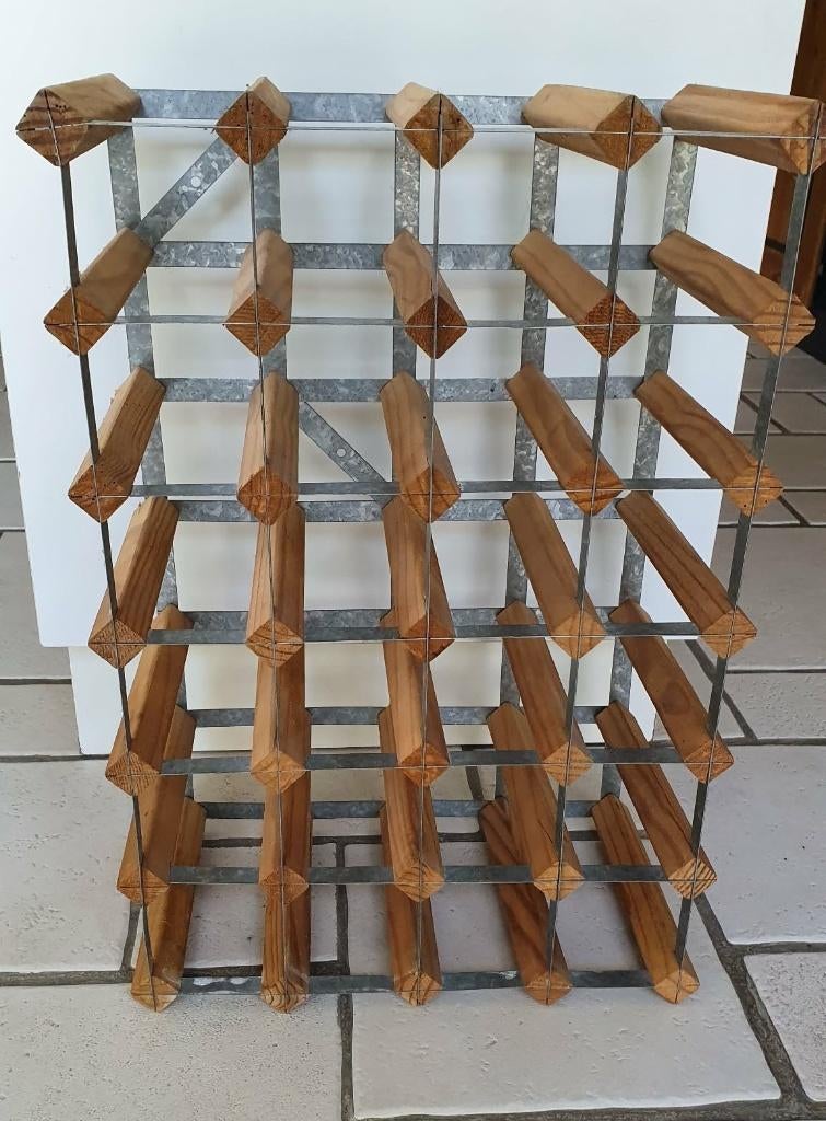 CASIER A VIN "VINTAGE" EN BOIS & FER POUR 24 BOUTEILLES, Enlèvement, Utilisé, Bois, 15 à 25 bouteilles