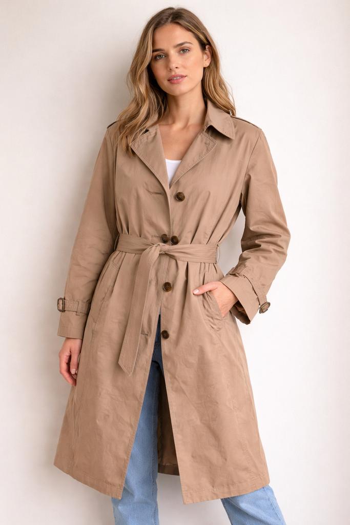 London Fog - Vintage trench coat vrouwen dames jas beige L, Kleding | Dames, Ophalen of Verzenden, Zo goed als nieuw, Maat 42/44 (L)