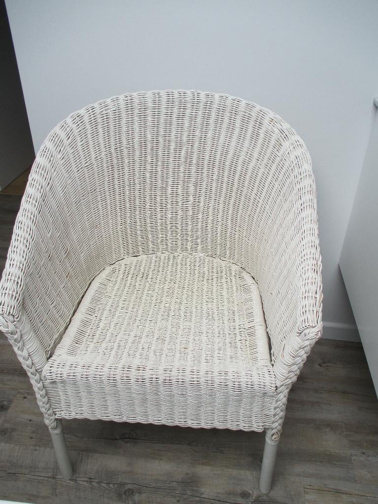 Rieten zetel wit, Enlèvement, Comme neuf, Une personne, Osier ou Rotin