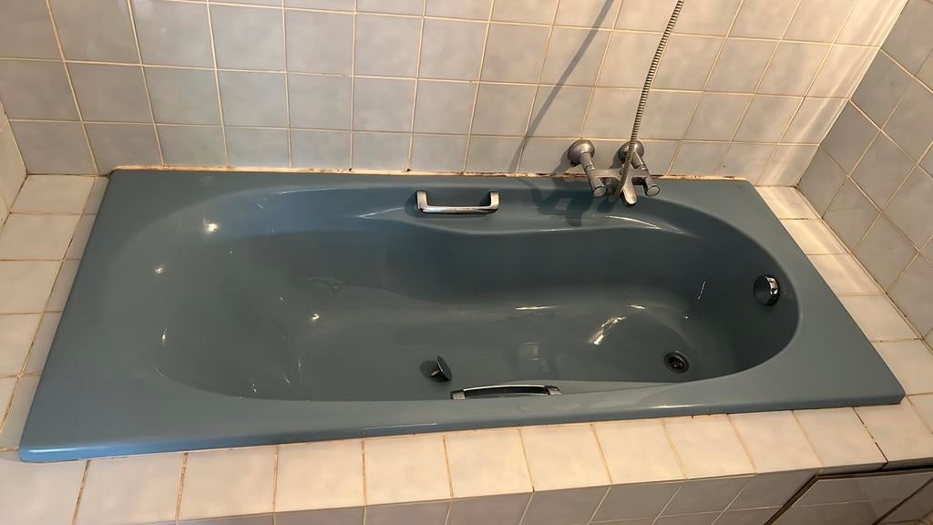 Vintage badkamer blauw, Ophalen, Gebruikt, Met bad