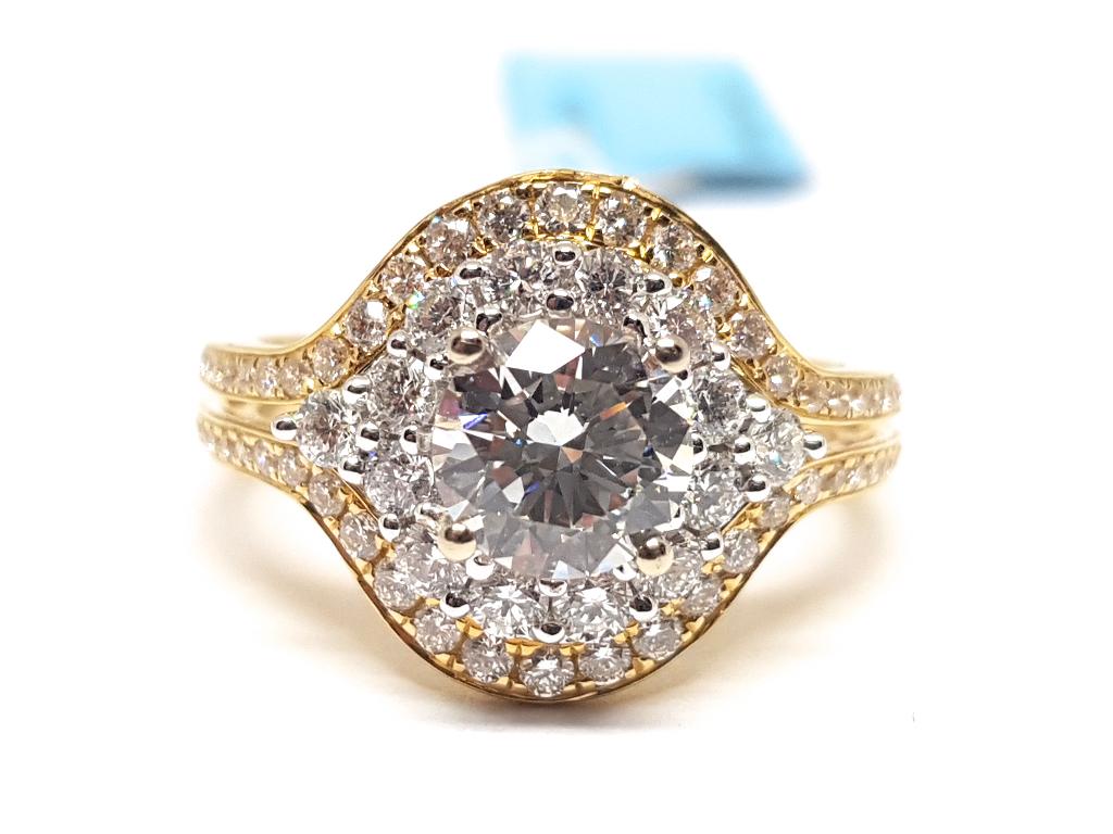 Diamant Solitaire Ring 2.10ct., Bijoux, Sacs & Beauté, Bagues, Neuf, Femme, 17 à 18, Jaune, Or, Avec pierre précieuse, Enlèvement ou Envoi