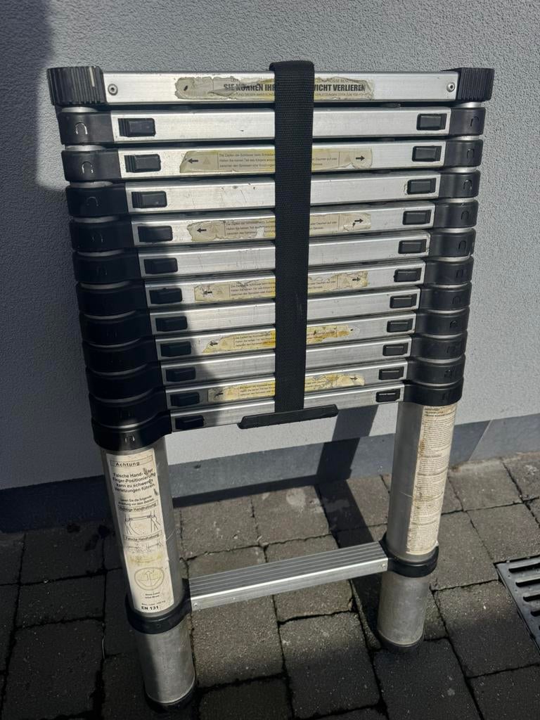 Telescopische ladder 3,80 meter, Ophalen, Gebruikt, Ladder