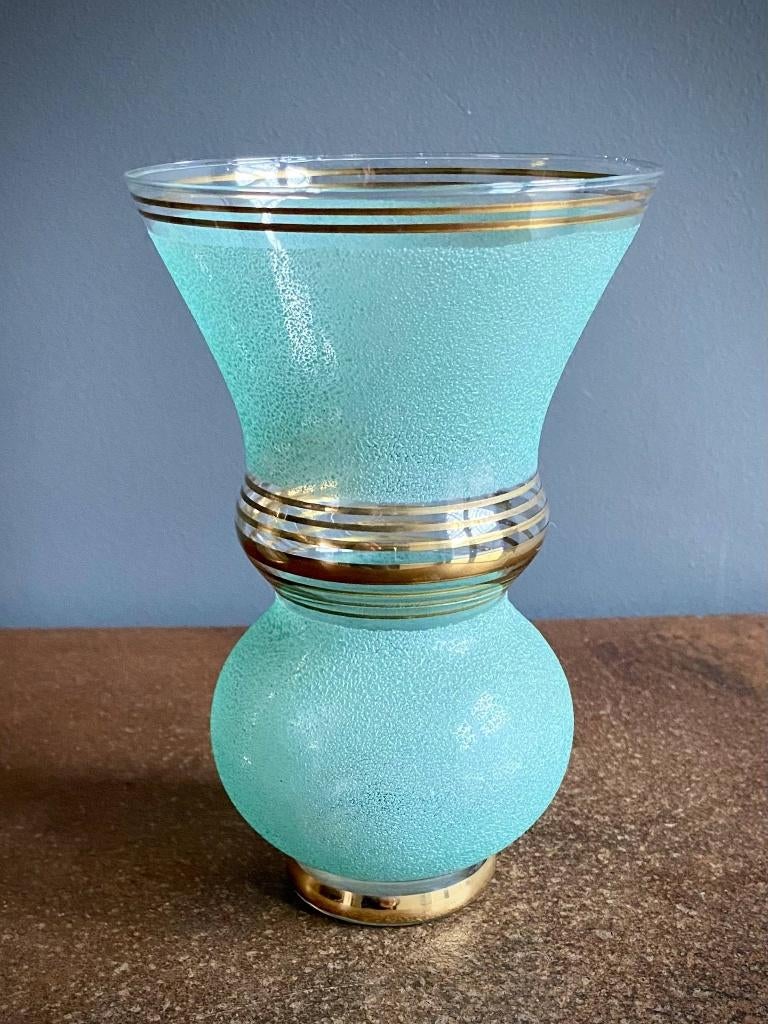 Vintage Art Deco vergulde glazen vaas uit 1930, Antiek en Kunst, Ophalen of Verzenden