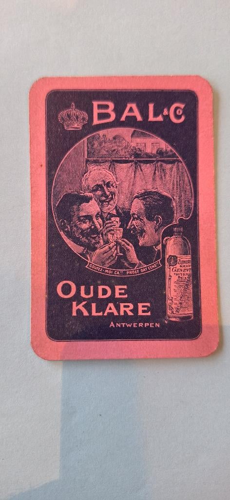 Speelkaart Antwerpen_Bal & C_Oude Klare_roze_215, Verzamelen, Ophalen of Verzenden, Gebruikt, Speelkaart(en)