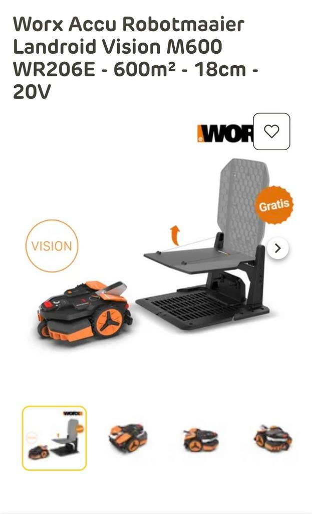 Worx  Landroid Vision M600 - 600m² 750 euro, Jardin & Terrasse, Tondeuses à gazon sur batterie, Tondeuse rotative, Comme neuf