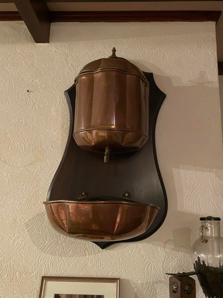 Antieke franse koperen lavabo wandfontijn, Antiek en Kunst, Ophalen, Koper