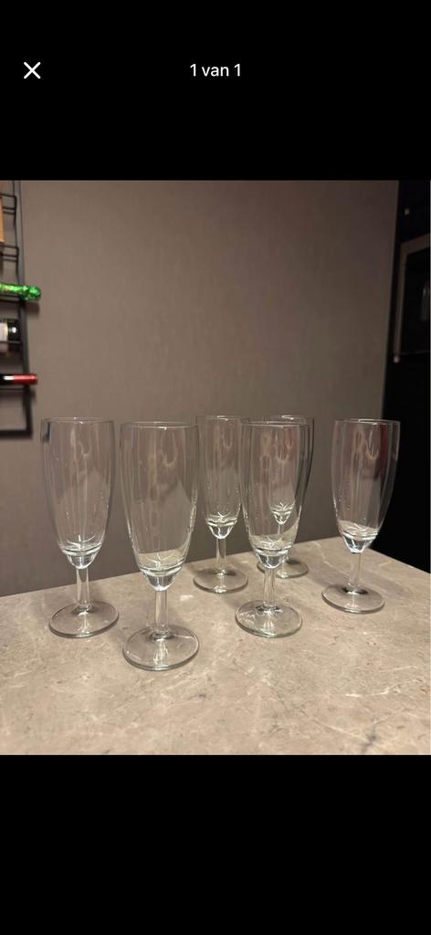 6 cava glazen, Ophalen of Verzenden, Zo goed als nieuw