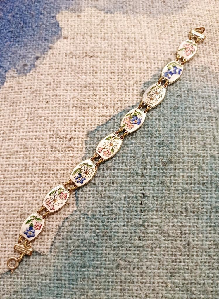 Vintage armband bloemen, Ophalen of Verzenden, Zo goed als nieuw