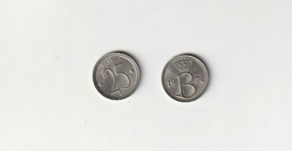 BELGIE BELGIUM BAUDOUIN 25 C 1974 NL, Timbres & Monnaies, Monnaies | Belgique, Enlèvement ou Envoi, Métal, Monnaie en vrac