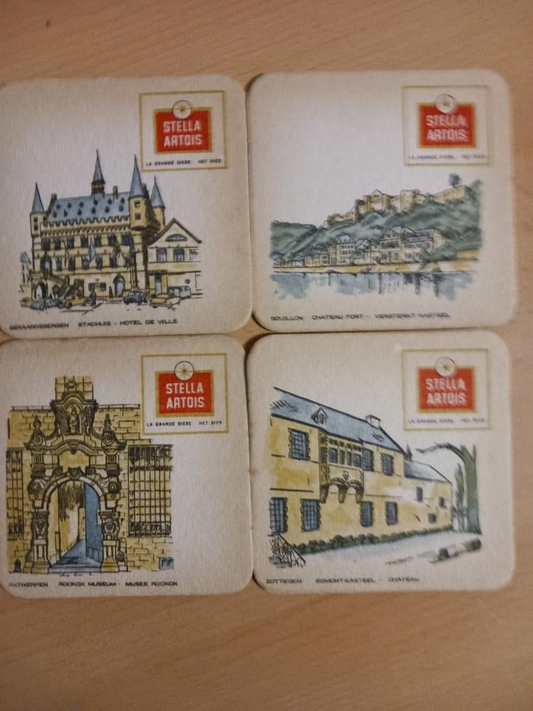 Bierviltjes Stella Artois, oude gebouwen, Verzamelen, Ophalen of Verzenden, Zo goed als nieuw, Stella Artois