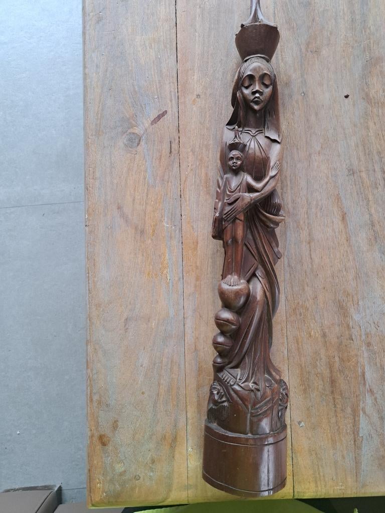 Houtsnijwerk fraai beeld ( Madonna met kind), Antiek en Kunst, Ophalen