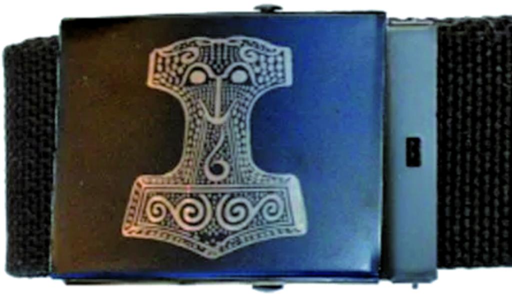 Ceinture avec boucle en métal « Thors hammer » Nouveau, Collections, Objets militaires | Général, Envoi, Autres, Objet d'art
