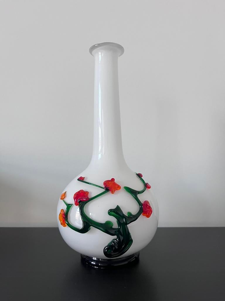 Vaasje Murano-glas met bloemversiering, Ophalen of Verzenden