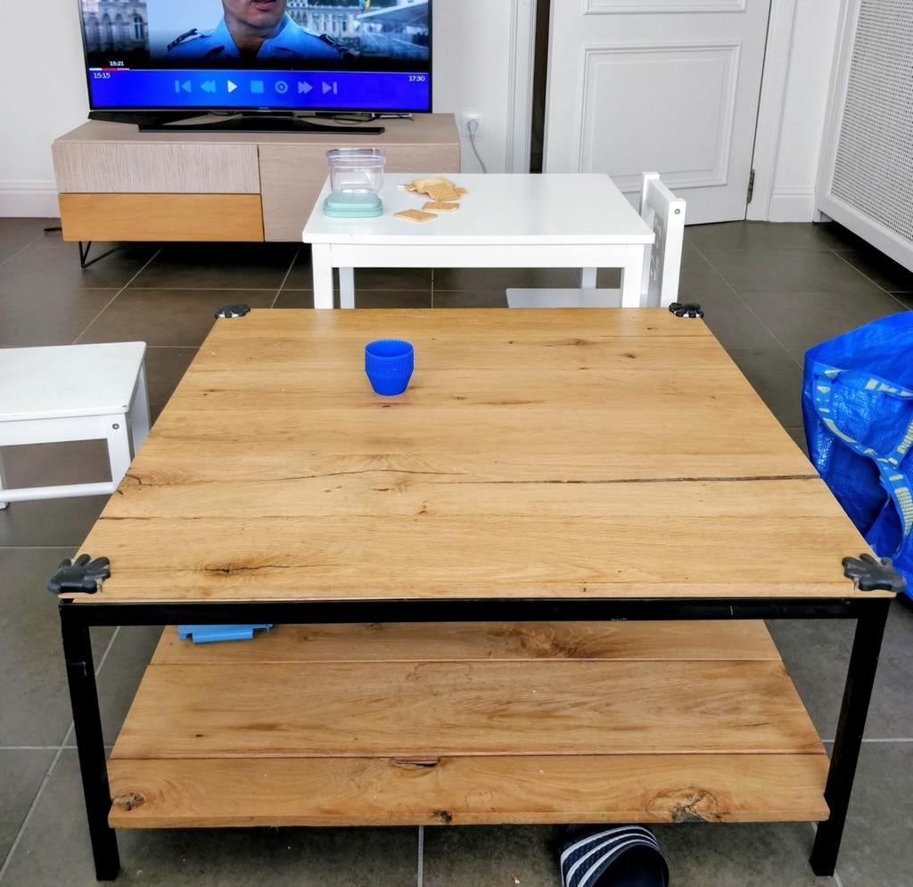 Salontafel (industrieel) – 89,5  89,5  37,5 cm, Ophalen, 50 tot 100 cm, 50 tot 100 cm, Zo goed als nieuw