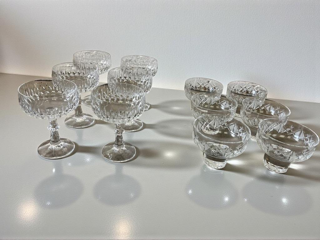 Set van 6 vintage glazen kristallen glazen, Ophalen of Verzenden