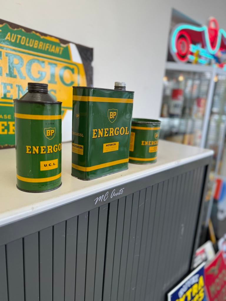 BP Energol oude olie blikken, Ophalen of Verzenden, Gebruikt, Verpakking