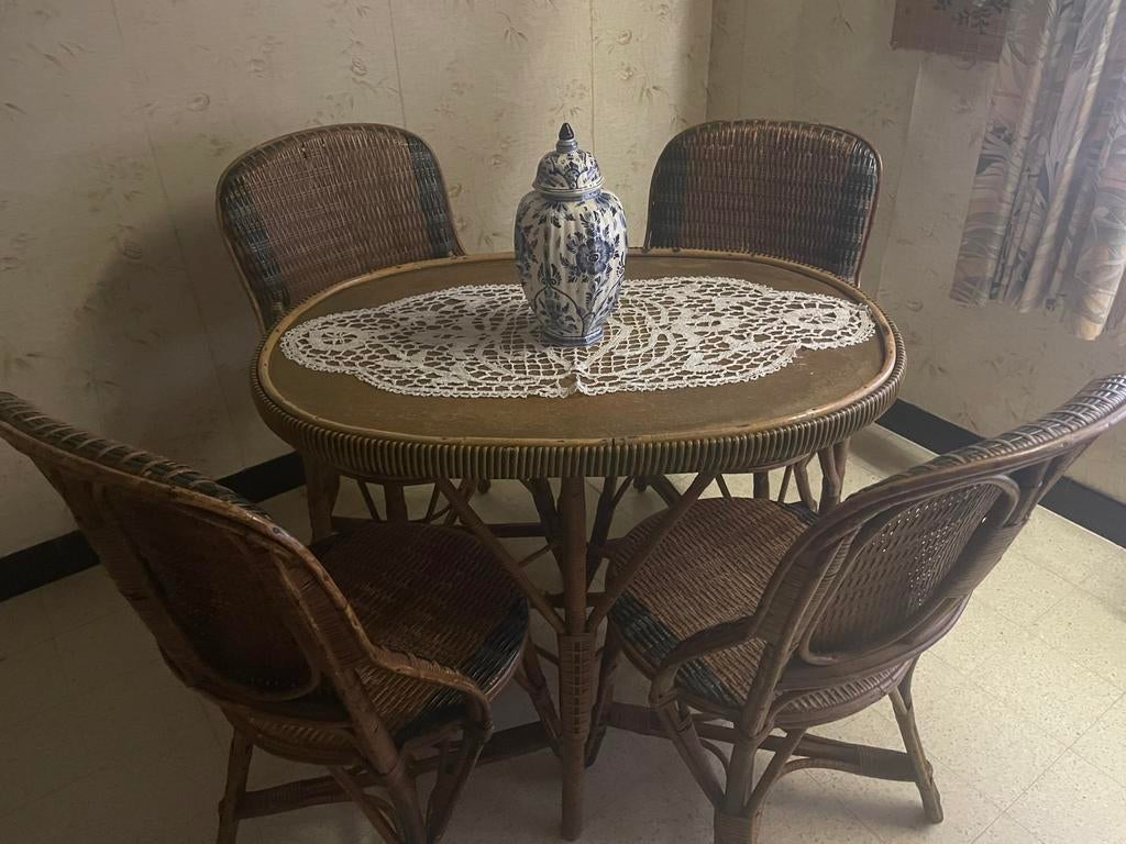 Antiek rotan set, Maison & Meubles, Salles à manger complètes, Enlèvement, Comme neuf