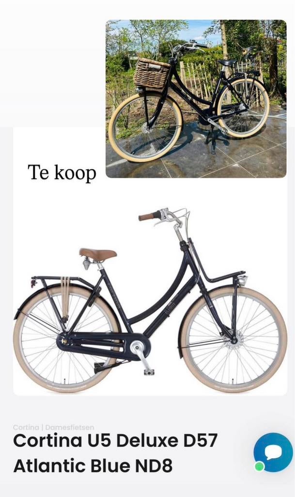 Retro fiets Cortina U5 deluxe D57 Atlantic Blue, Vélos & Vélomoteurs, Vélos | Vélos avec bac, Comme neuf, Autres marques, Enlèvement