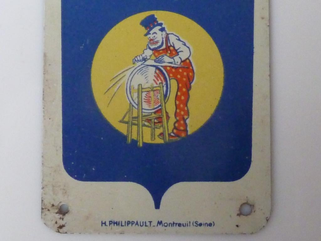 plaque publicitaire vélo ancien no plaque émaillé pneus velo, Collections, Enlèvement ou Envoi, Panneau publicitaire