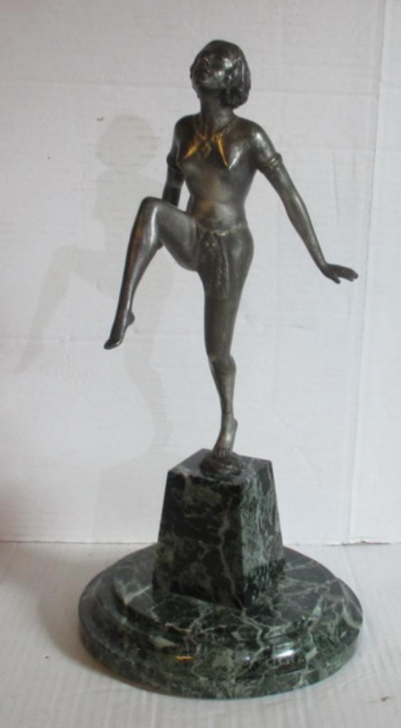 danseuse art déco en bronze sur marbre E. Urbain, Antiquités & Art, Envoi, Bronze