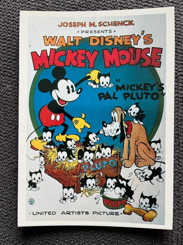 Postkaart Mickey Mouse Pluto, Verzamelen, Disney, Verzenden, Mickey Mouse
