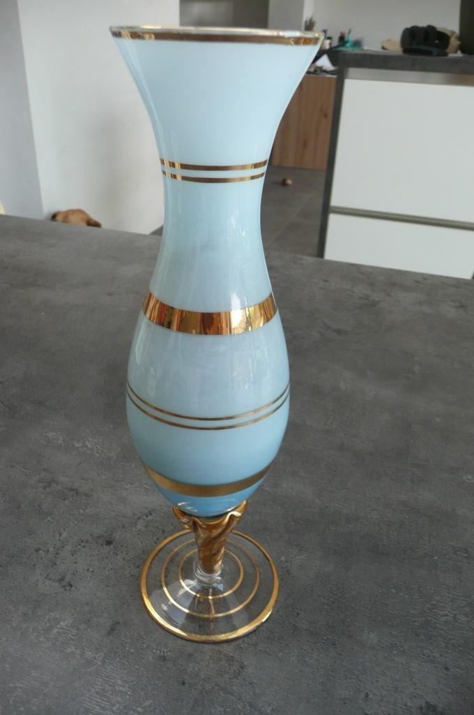 Blauw vaasje in glas (MD60), Huis en Inrichting, Gebruikt, Blauw, Ophalen of Verzenden, Glas