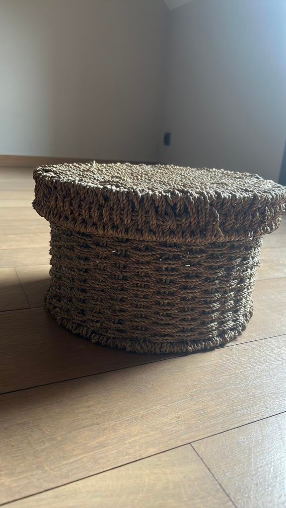 Rieten mand, Huis en Inrichting, Woonaccessoires | Schalen en Manden, Ophalen, Gebruikt, Mand, Rond