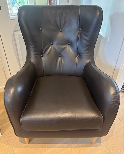 Bergère SITS, cuir marron, parfait état, Maison & Meubles, 75 à 100 cm, Comme neuf, Contemporain, Enlèvement