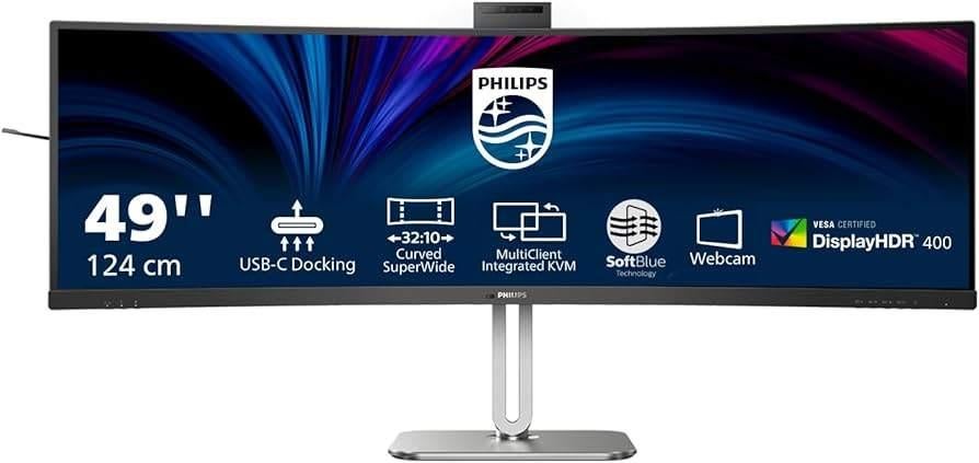 Moniteur incurvé ultra-large Philips 49B2U6900CH -USB-C 100W, Inclinable, 3 à 5 ms, Philips, Enlèvement ou Envoi