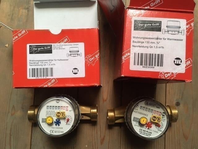646. Watermeters tussenmeter voor koud en warm water, Ophalen of Verzenden, Nieuw