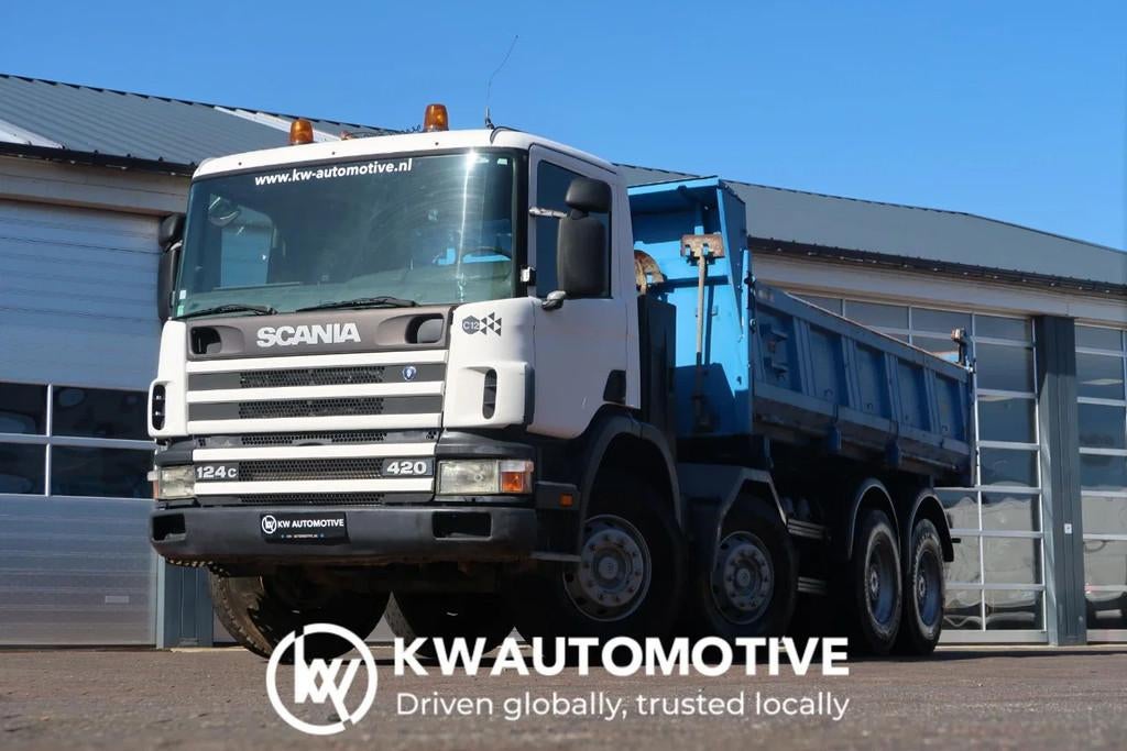 Scania 124c 420 8X4/ MANUAL/ RETARDER/ MEILLER-KIPPER/ STEEL, Auto's, Vrachtwagens, Bedrijf, Te koop, Centrale vergrendeling, Elektrische ramen