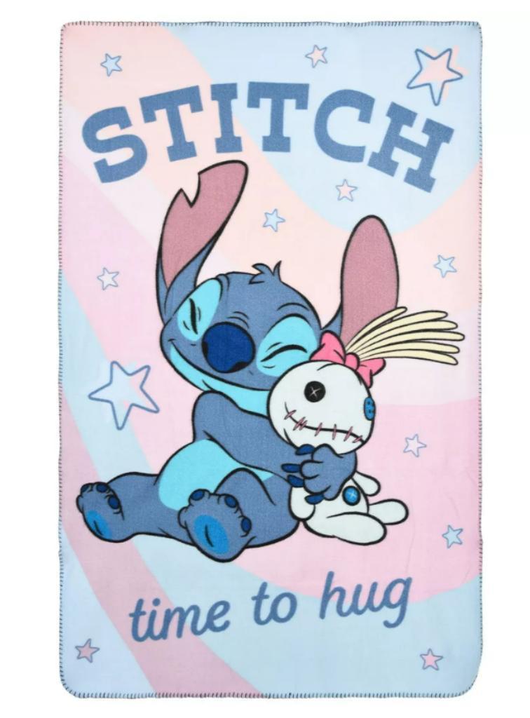 Stitch en Scrump Fleece Deken - Disney Fleecedeken / Plaid, Neuf, Enlèvement ou Envoi, Rose, Couverture ou Couette