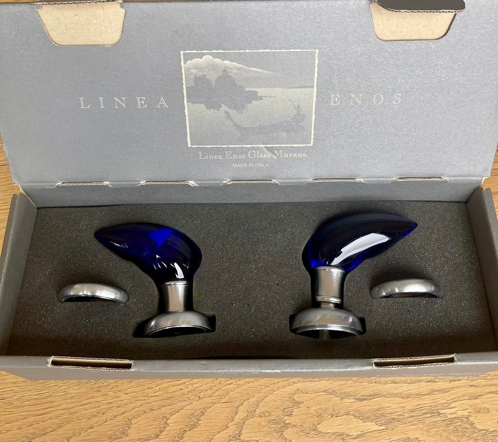 Poignées de portes en verre de Murano bleu, Enlèvement, Comme neuf