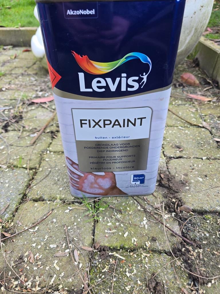 Levi´s fixpaint kleurloos 5 liter. Niet gebruikt ongeopend., Doe-het-zelf en Bouw, Verf, Beits en Lak, Ophalen, Overige kleuren