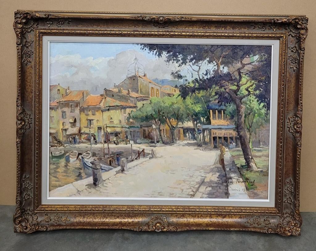 Victor FERMEUSE, stadsgezicht inCassis, Antiquités & Art, Art | Peinture | Classique, Enlèvement ou Envoi