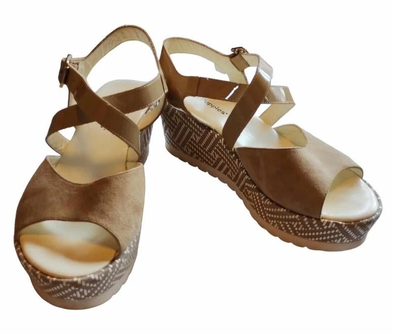 Sandales beige à talons de 6,5 cm.  Hush Puppies'. P. 37🥿, Enlèvement ou Envoi, Beige, Comme neuf, Hush Puppies'