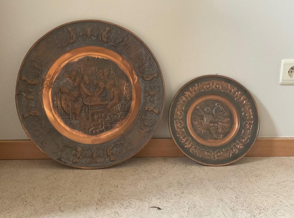 Antiek koper schotels, Enlèvement, Cuivre