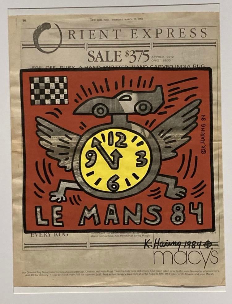 Keith Haring : desisn sur papier journal. Vendu encadré, Antiquités & Art, Enlèvement ou Envoi