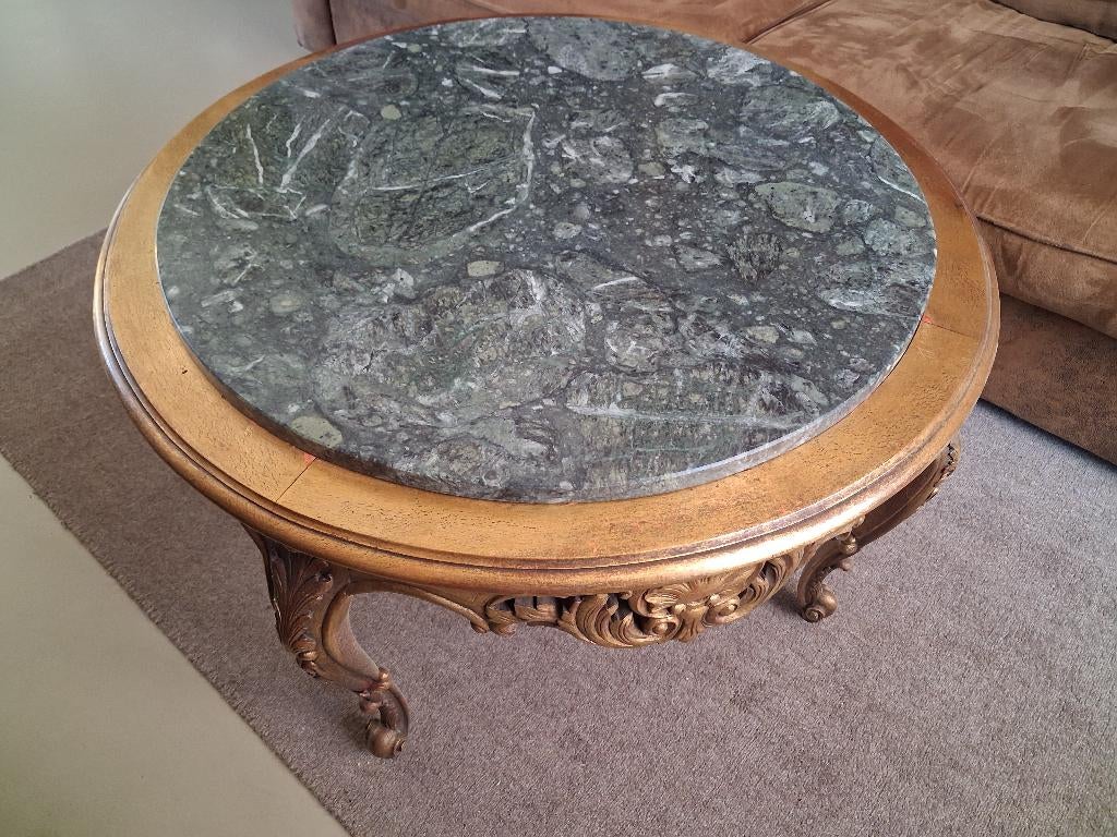 Table basse avec plateau en marbre, Maison & Meubles, Klassiek, Rond, Comme neuf, Enlèvement