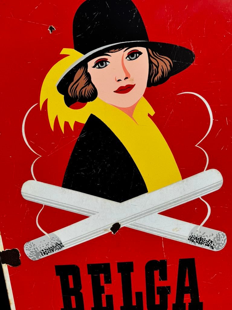 Panneau d'affichage émaillé BELGA 1953, Collections, Enlèvement, Utilisé, Panneau publicitaire