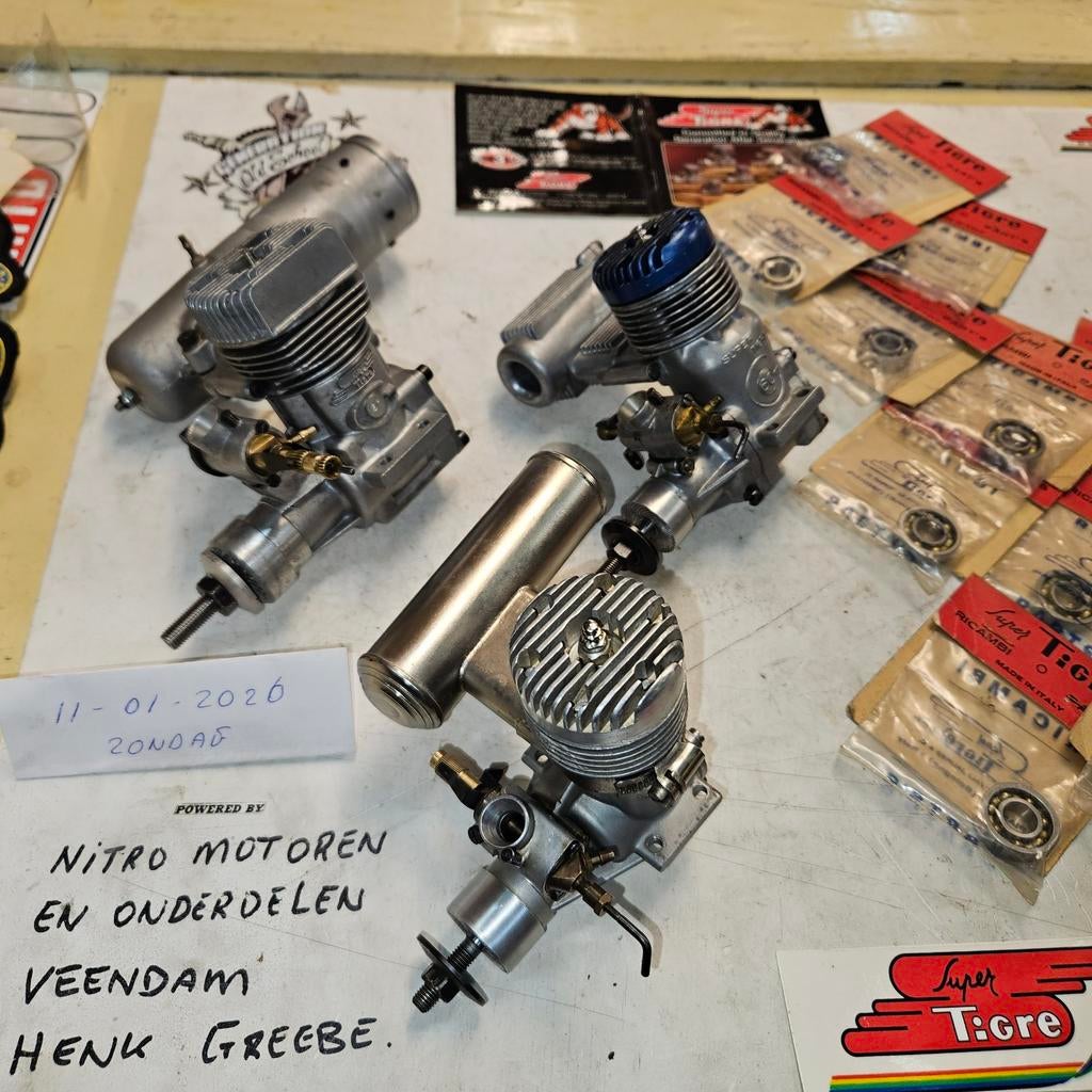 3 mooie supertigre motoren., Ophalen of Verzenden, Gebruikt, Nitro, RTF (Ready to Fly)