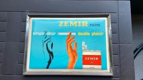 Vintage glacoide reclamebord Zemir sigaretten, Ophalen of Verzenden, Gebruikt, Reclamebord