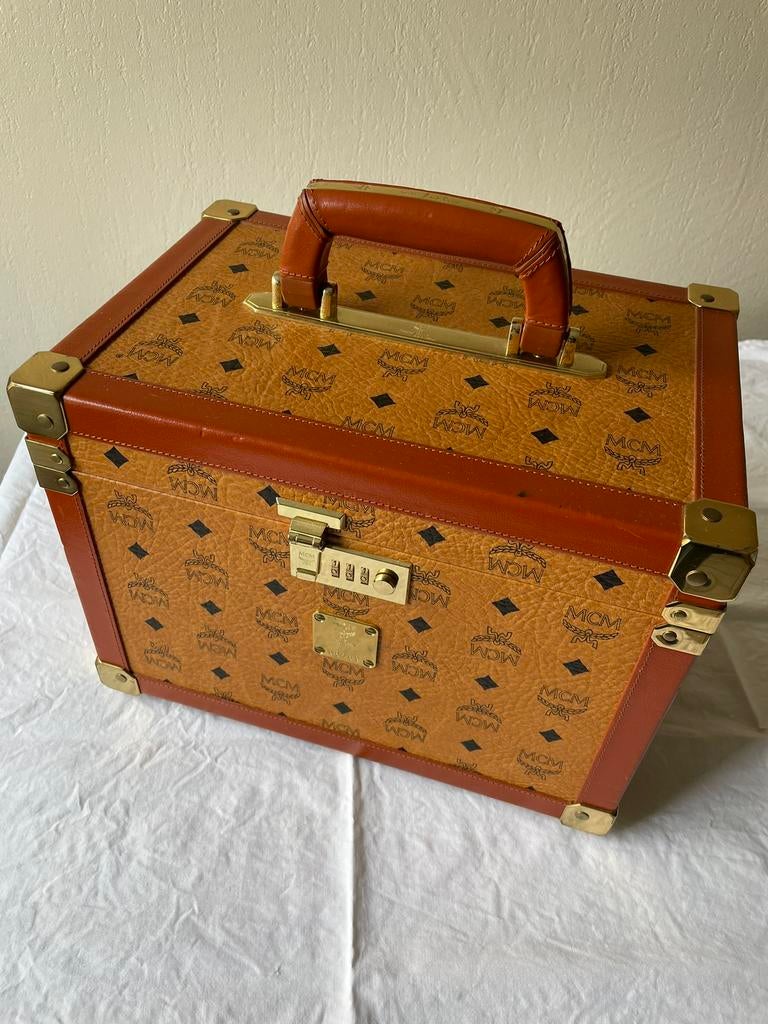 Beautycase, Handtassen en Accessoires, Ophalen, Bruin, Met slot, Zo goed als nieuw