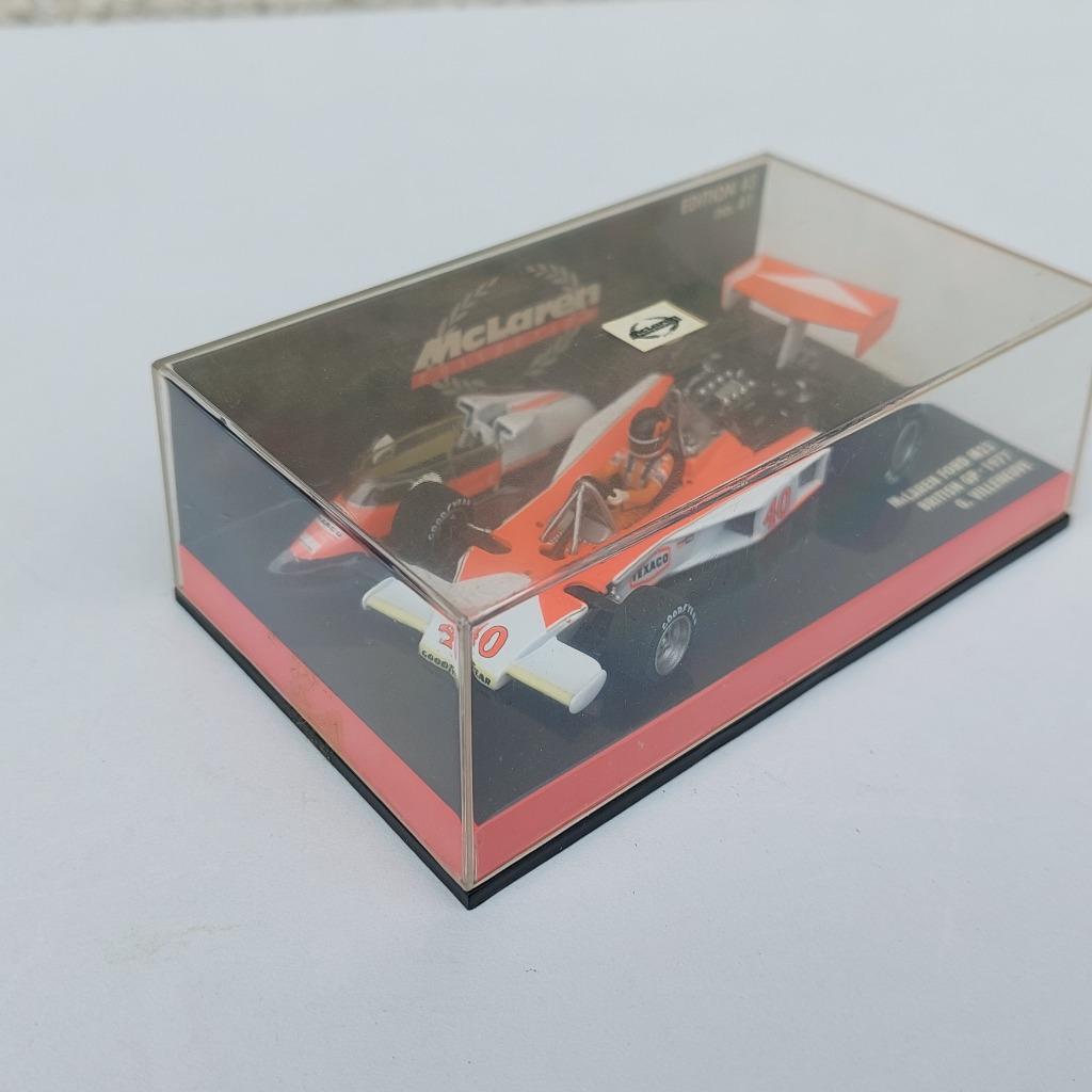 MINICHAMPS 1/43 VILLENEUVE MCLAREN FORD M23 BRITSE GP 1977, Ophalen of Verzenden, Zo goed als nieuw, Auto, MiniChamps
