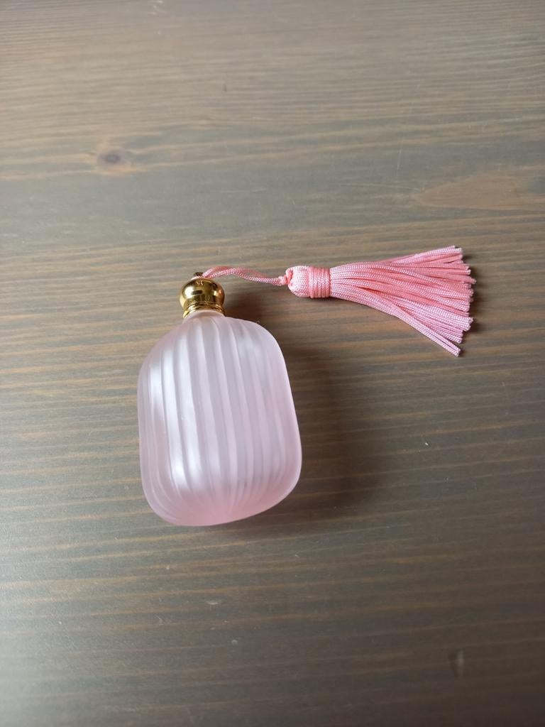GLAZEN ROZE PARFUMFLESJE, Ophalen of Verzenden