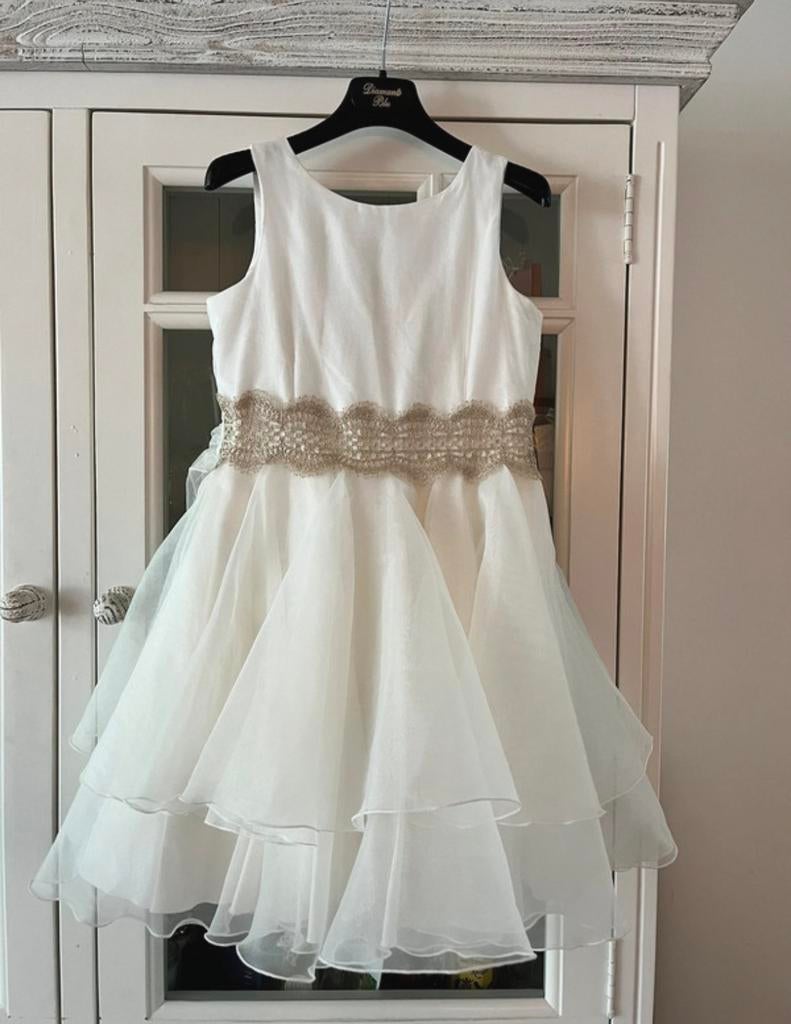 Communiekleedje Diamante Blu maat 134, Kleding | Dames, Ophalen, Zo goed als nieuw, Wit