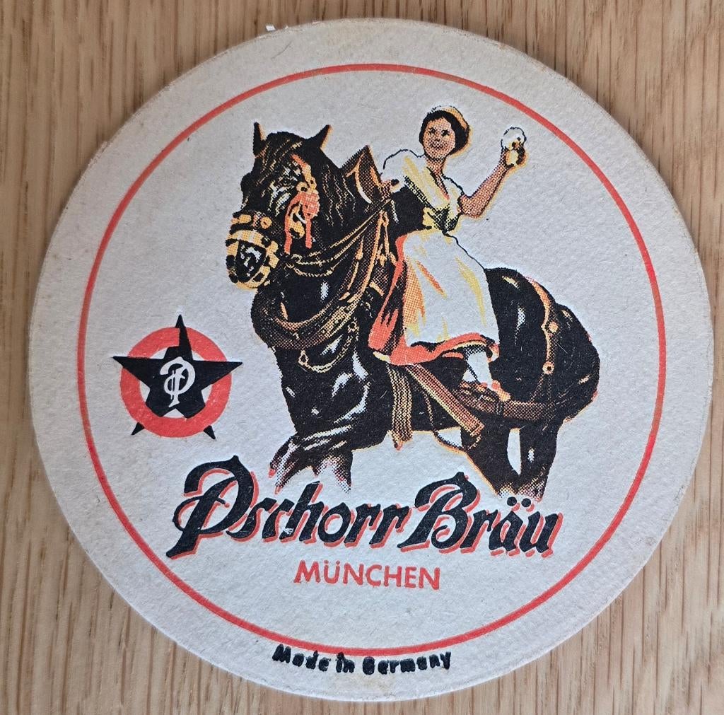 Pschorr Bräu Bierviltje Bierdeckel Onderzetter, Verzamelen, Biermerken, Verzenden, Gebruikt, Viltje(s)