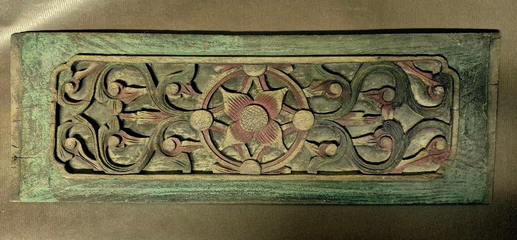 Ancien fragment de meuble chinois en bois sclupté, Enlèvement ou Envoi