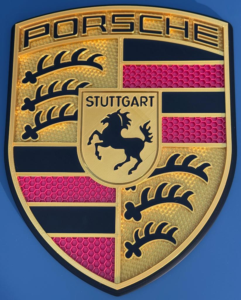 Groot Porsche logo shield 32cm voor aan de muur, Collections, Marques & Objets publicitaires, Neuf, Autres types, Enlèvement ou Envoi